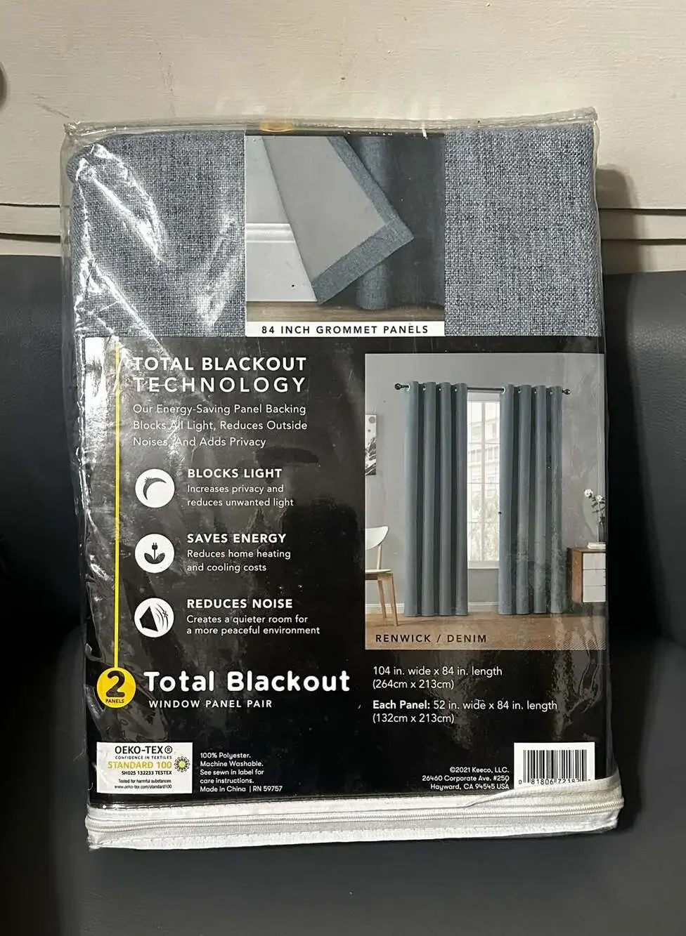 Total Blackout Window Panel Pair 84 Inch Grommet Panels Renwick Denim